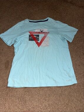 DSG Aqua Short Sleeve Tee with Red Triangle Graphic